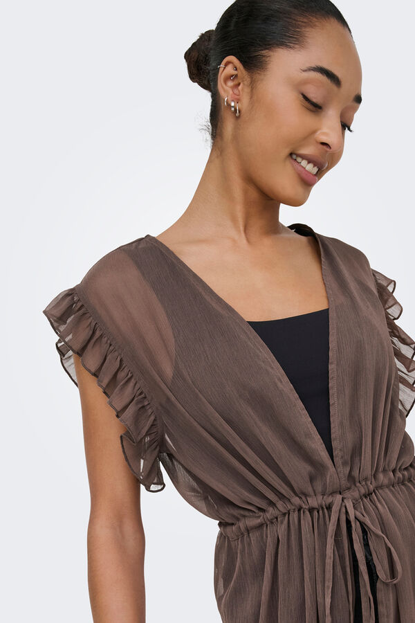 Only Brown semi-sheer caftan nude