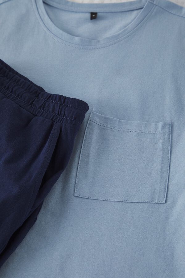Trendyol Conjunto de pijama corto liso azul