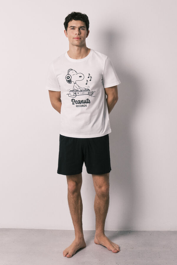 Women'secret Snoopy cotton short men's pyjamas beige