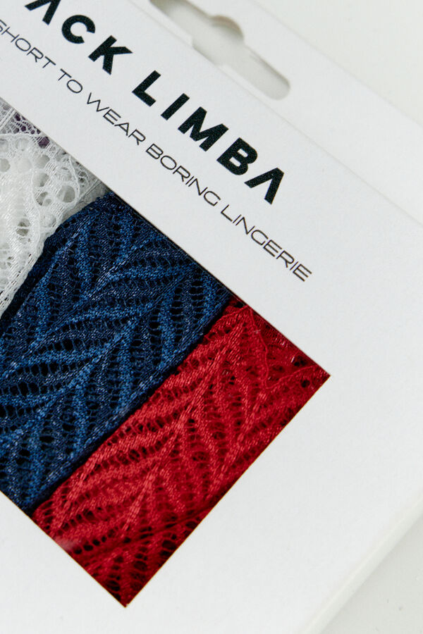 Black Limba Spitze -Pack brasilianische Slips mit Print