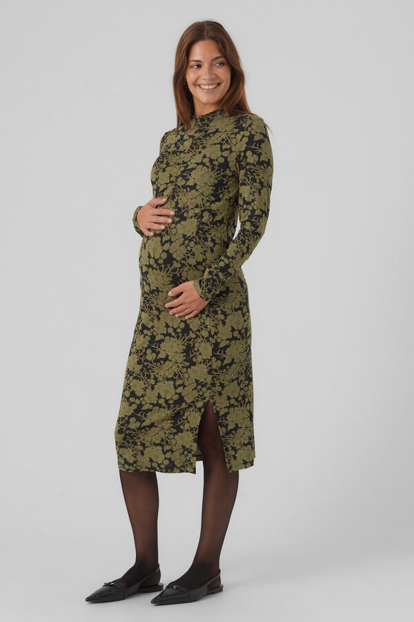 Womensecret Long-sleeved maternity midi dress Crna