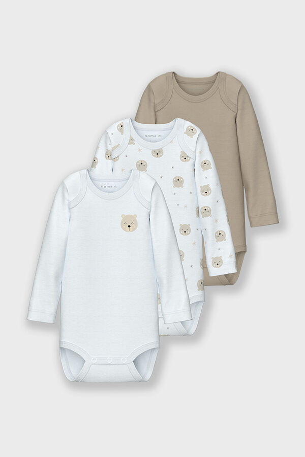 Name it Set 3 bodys osito bebé neutro gris
