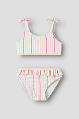 Name it Bikini fille &agrave; rayures, n&oelig;ud et volant rose