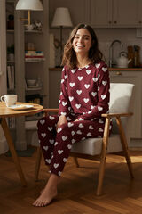 Trendyol Pijama con estampado de corazones burdeos