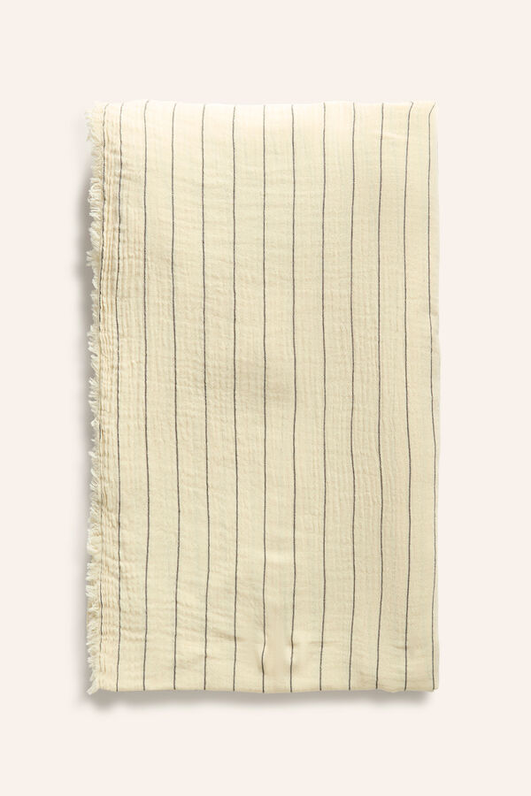 Calma House Tagesdecke aus Musselin mit d&uuml;nnen Streifen Gratto mit Print