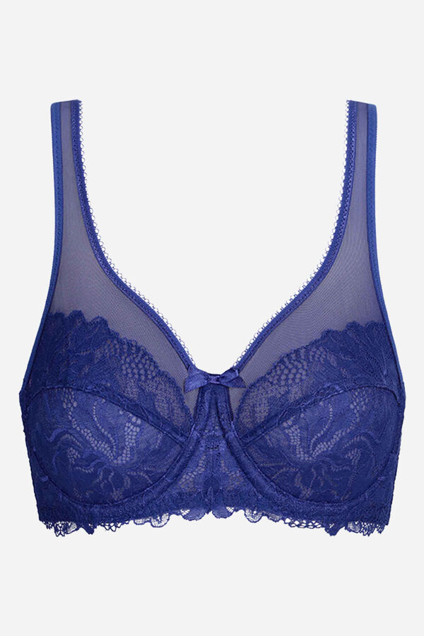 DIM Lace underwired full cup bra blue