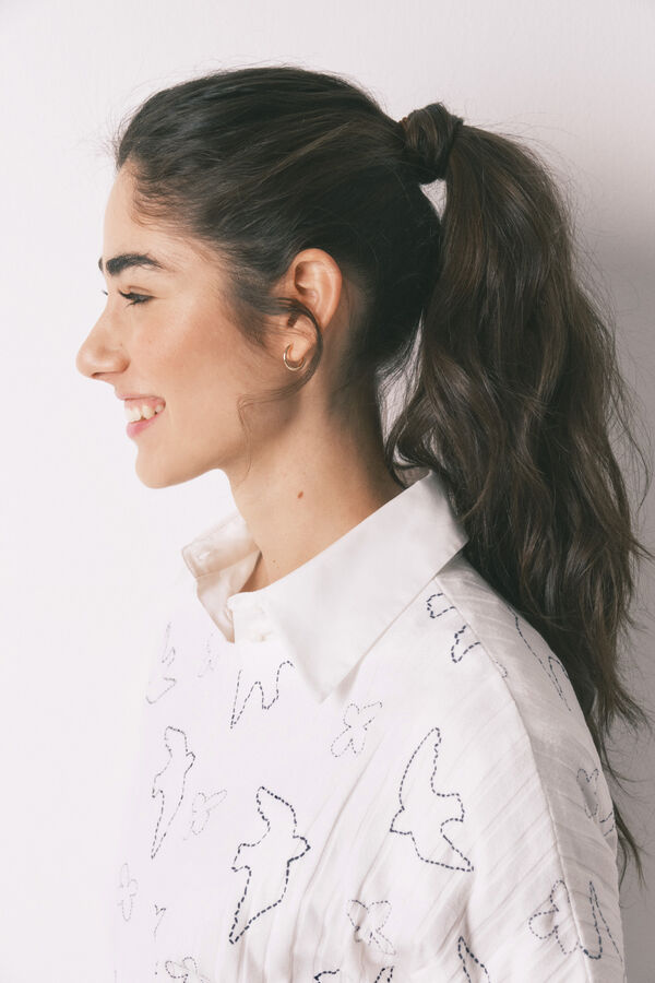 Women'secret Blue ribbed bird print long pyjamas white