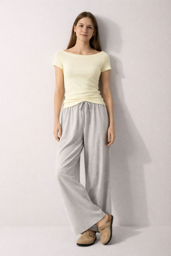 Lmtd Adjustable drawstring wide trousers grey