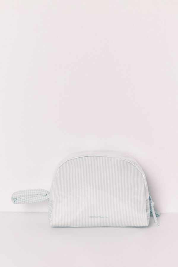 Women'secret Green quilted plaid and striped vanity case green