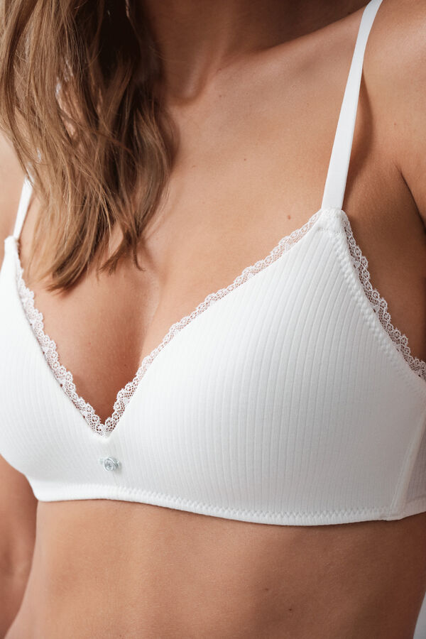 Women'secret White cotton padded triangle bra LOVELY white
