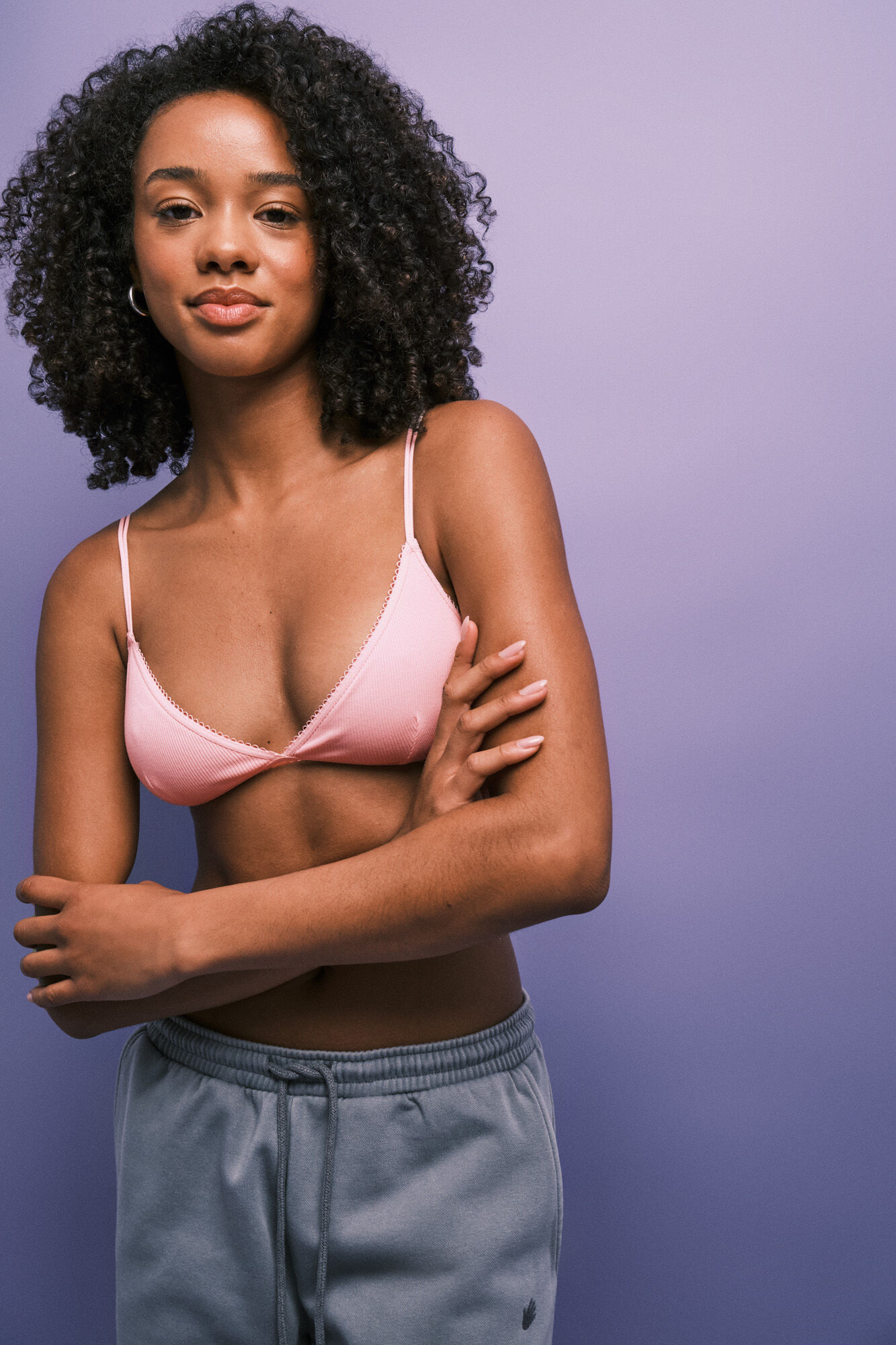 HI&BYE Orange cotton triangle bra