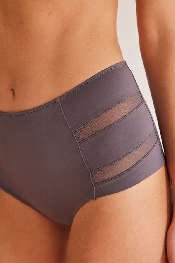 Womensecret Grey tulle high waist shaping panty grey