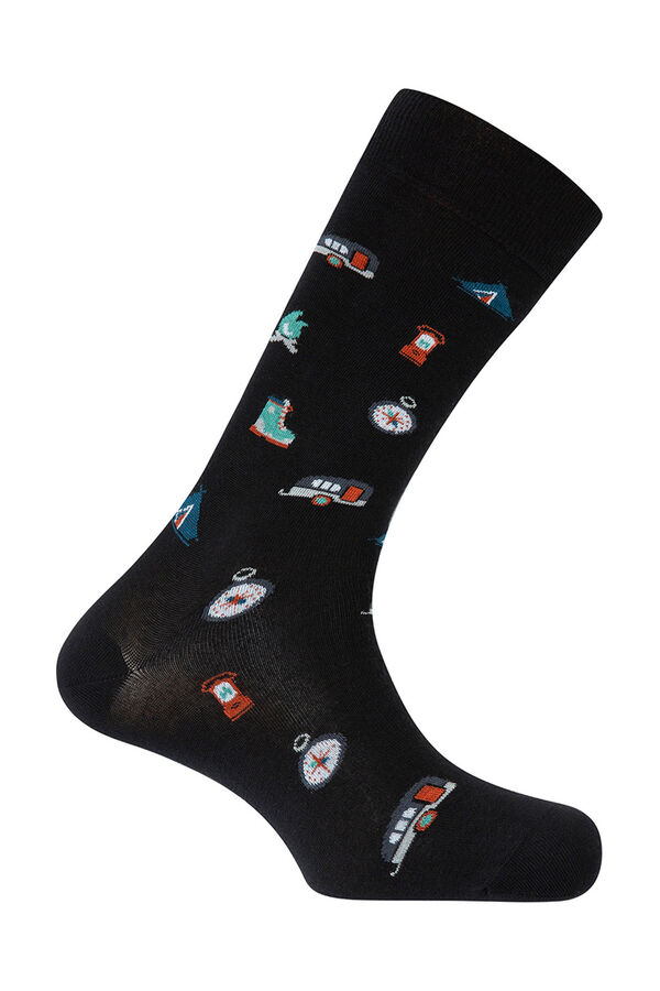 Punto Blanco Meias curtas de algodão para acampamento preto