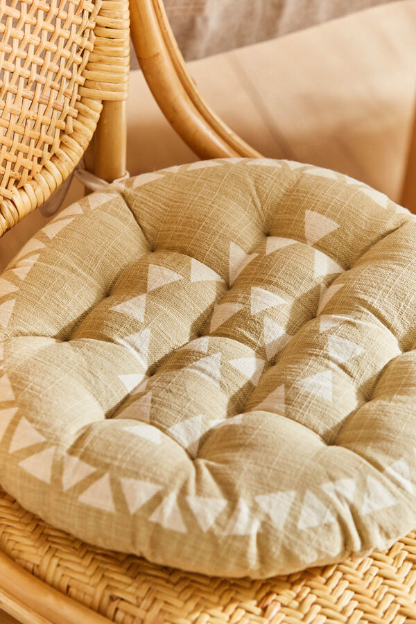 Womensecret Kenka washable round seat cushion with geometric motifs brown