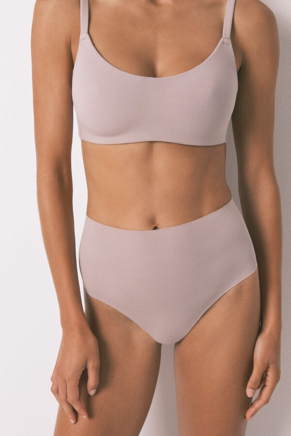 Women'secret Beige cotton high-waisted panty mink