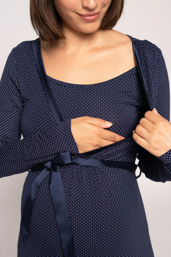 Womensecret Nursing nightgown with tie print blue