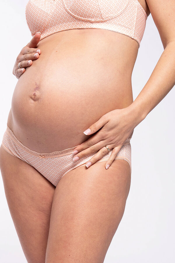 Womensecret Printed ribbed maternity panty barna