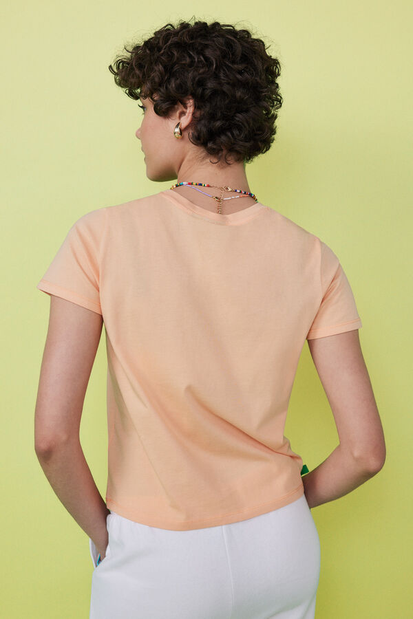 Womensecret Camiseta 100% algodón naranja logo naranja