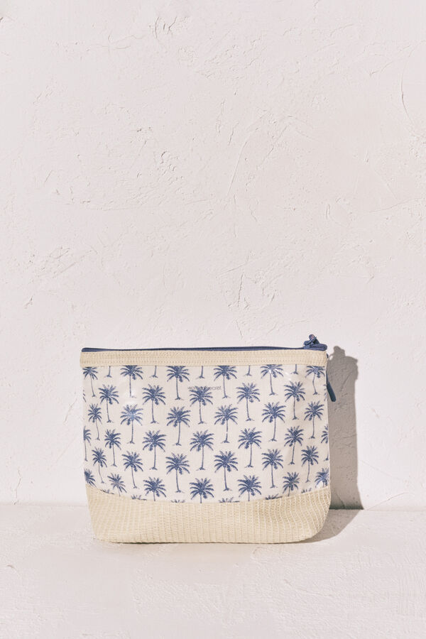 Women'secret Palm tree raffia medium vanity case blue