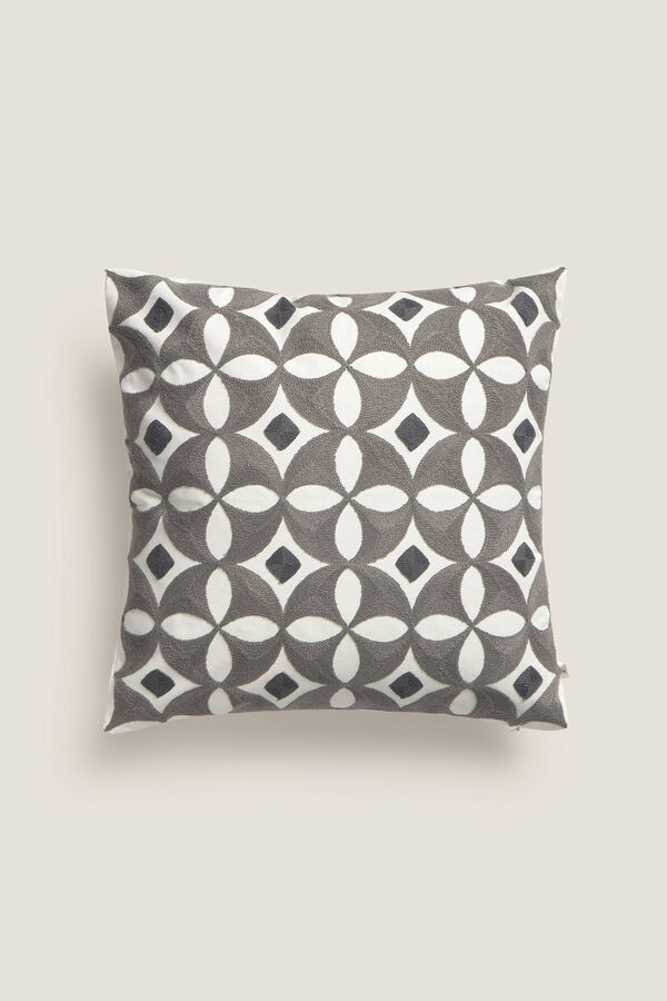 Textura Capa de almofada bordada cinzento