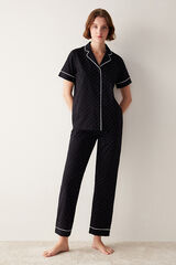 Womensecret Black dotted long pyjama set  Crna