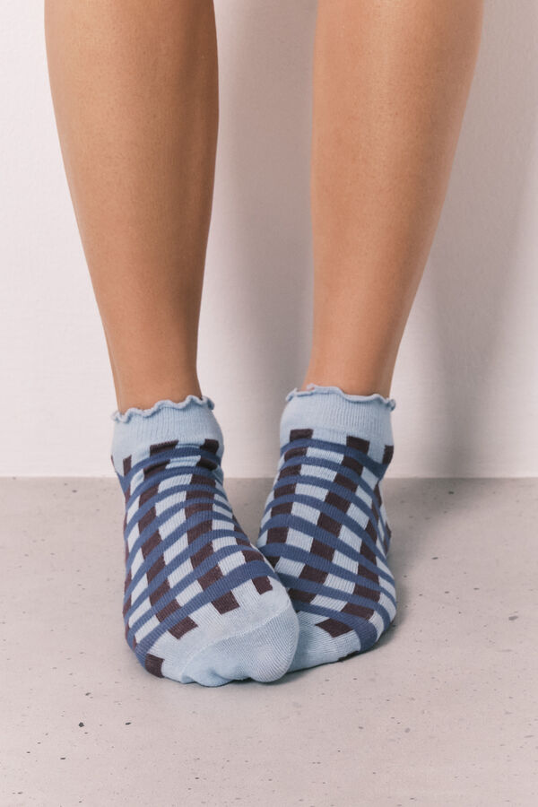 Women'secret Plave karirane kratke čarape Plava