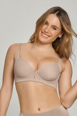 Leonisa Soutien push-up macio com alta cobertura nas cavas e costas. Suti&atilde; com Cobertura bege