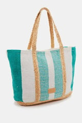 Womensecret Large raffia basket bag with striped print Tirkizna