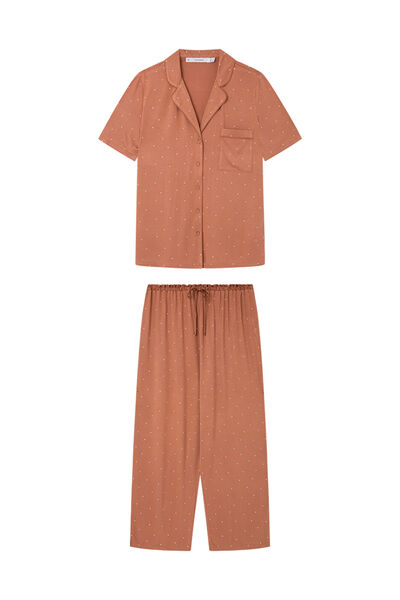 Womensecret Brown polka-dot Ecovero™ classic pyjamas nude