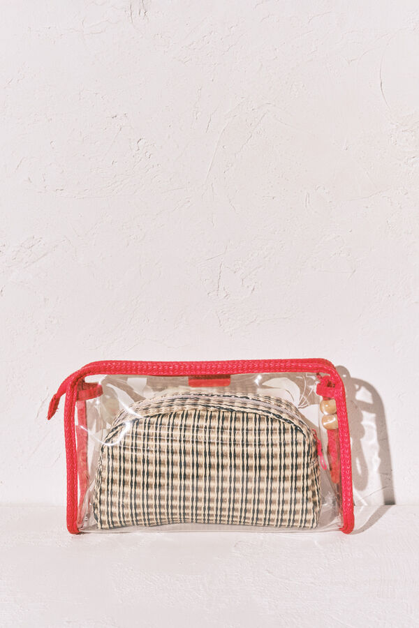 Women'secret Transparent and raffia vanity case pack beige