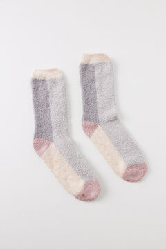 Womensecret Gray and pink fluffy socks grey