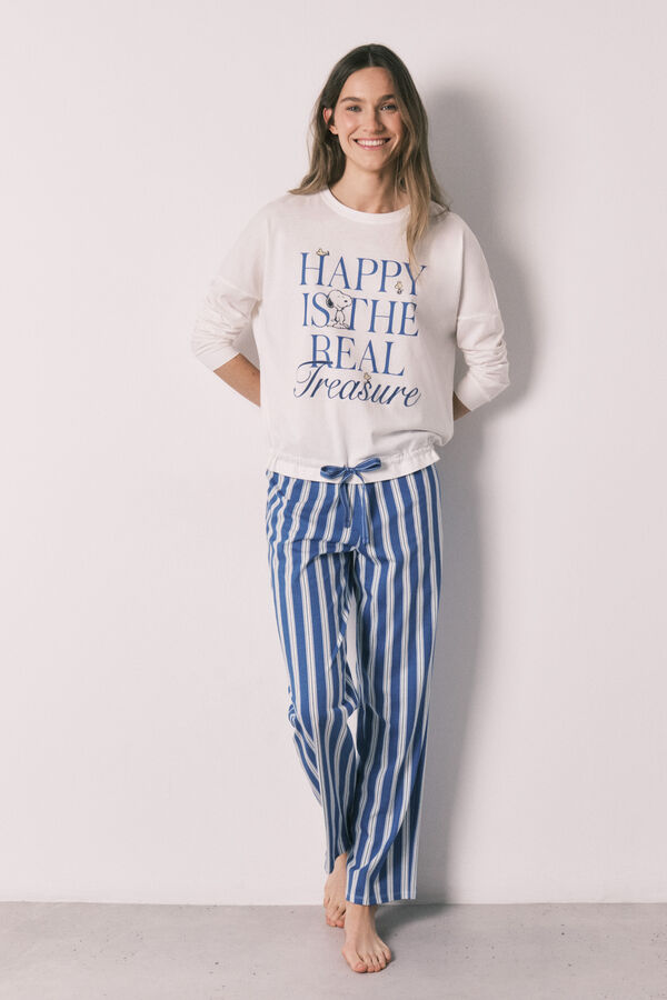 Women'secret Cotton long pyjamas Snoopy Happy beige