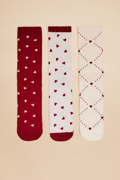Womensecret 3-pack red hearts cotton socks printed
