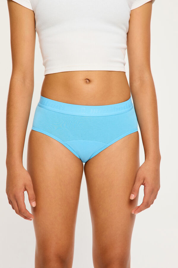 Modibodi Braga Menstrual Adolescente Boyleg Algod&oacute;n Org&aacute;nico  Flujo Abundante Blue azul