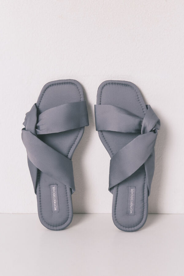 Women'secret Grayish blue satin flat sandals grey