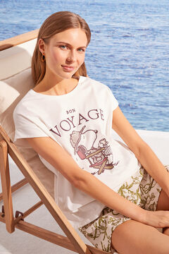 Womensecret T-Shirt Weiß Snoopy 100 % Baumwolle Naturweiß