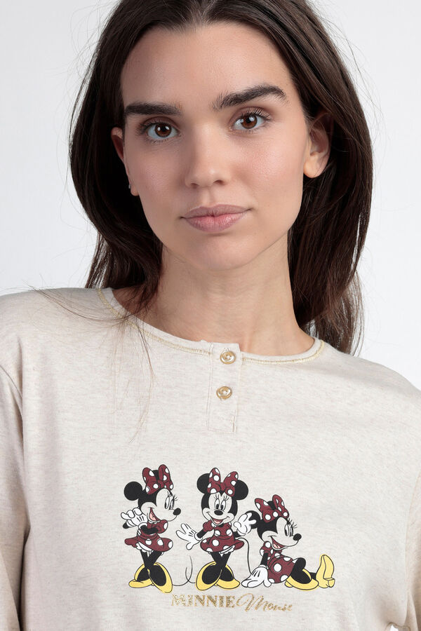 Admas Pijama largo Minnie Mouse para mujer beige