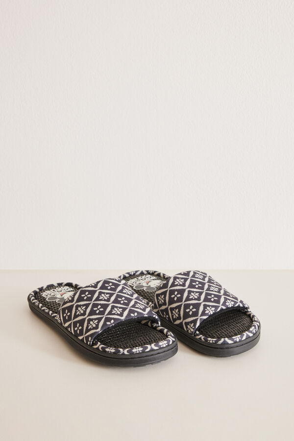 Womensecret Mickey ethnic print slippers black