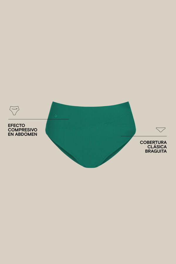 Womensecret Donji deo bikinija visokog pojasa za oblikovanje zelene boje Zelena