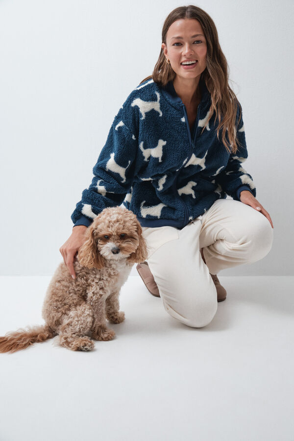 Women'secret Blue fluffy dog jacket blue