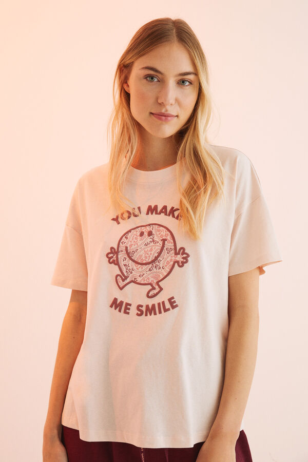 Womensecret 100% cotton long T-shirt Mr Men & Little Miss pink