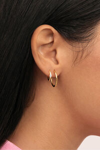 Singularu Einzelner Halo-Creolen-Ohrring, Silber vergoldet