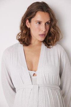 Womensecret Robe de maternity midi viscose com estampado de bolinhas cinzento