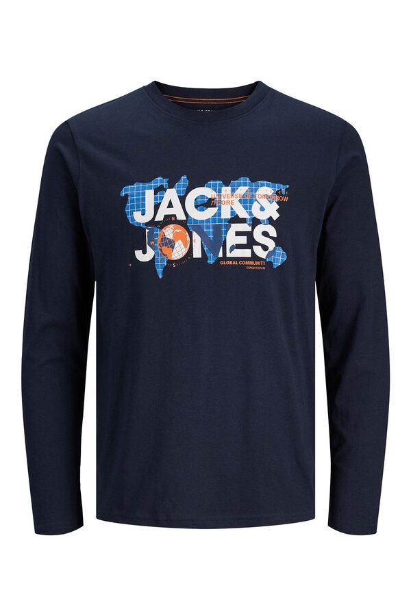 Jack & Jones Camiseta manga larga print logo blue