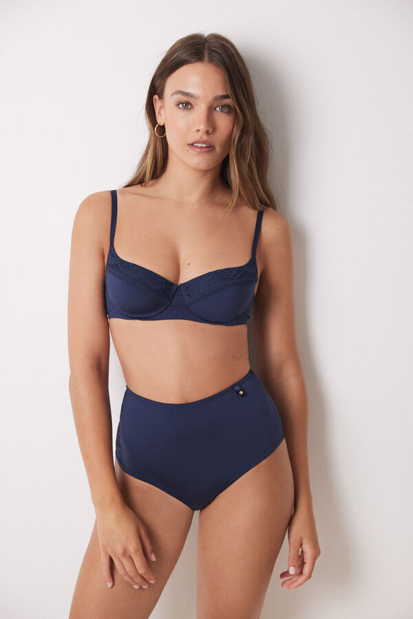 Womensecret Slip haut classique en microfibre bleu foncé bleu