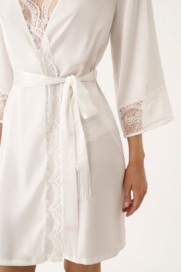 Promise Bata kimono corta lencero blanco marfil