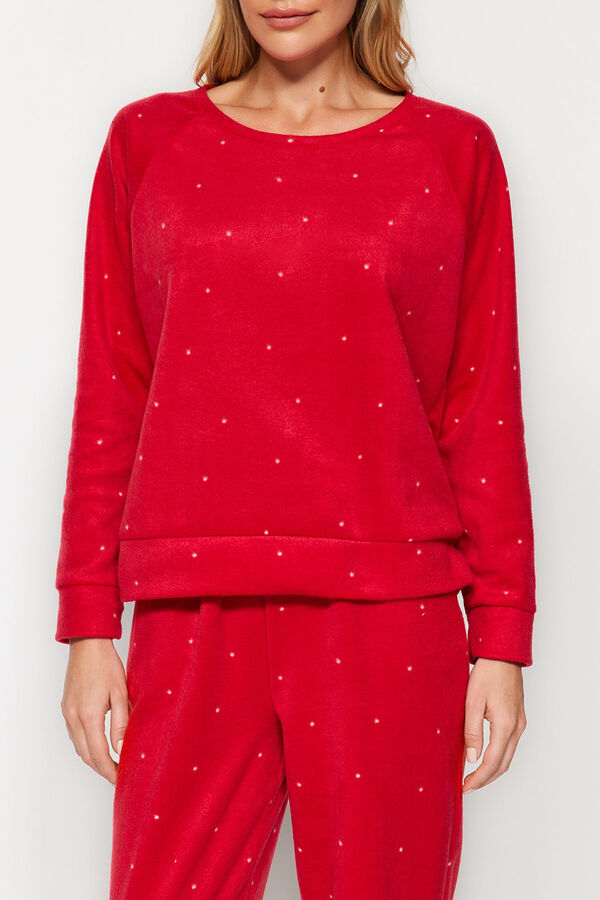 Trendyol Conjunto pijama polar rojo lunares&nbsp; rojo