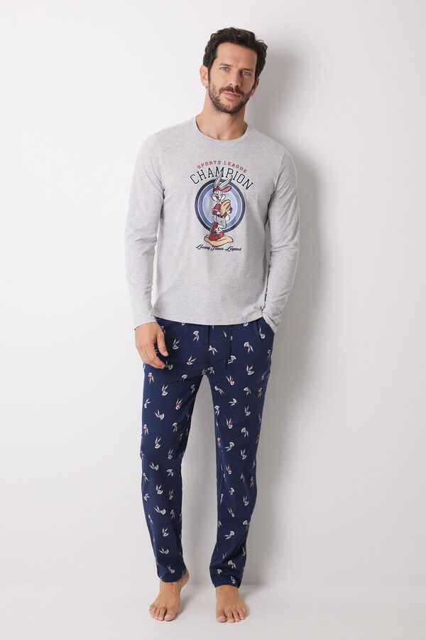 Womensecret Men's long 100% cotton Looney Tunes pyjamas grey