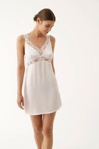 Promise Camis&oacute;n corto sat&eacute;n lencero blanco