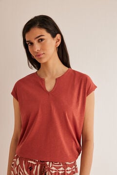 Womensecret T-shirt algodão laranja vermelho
